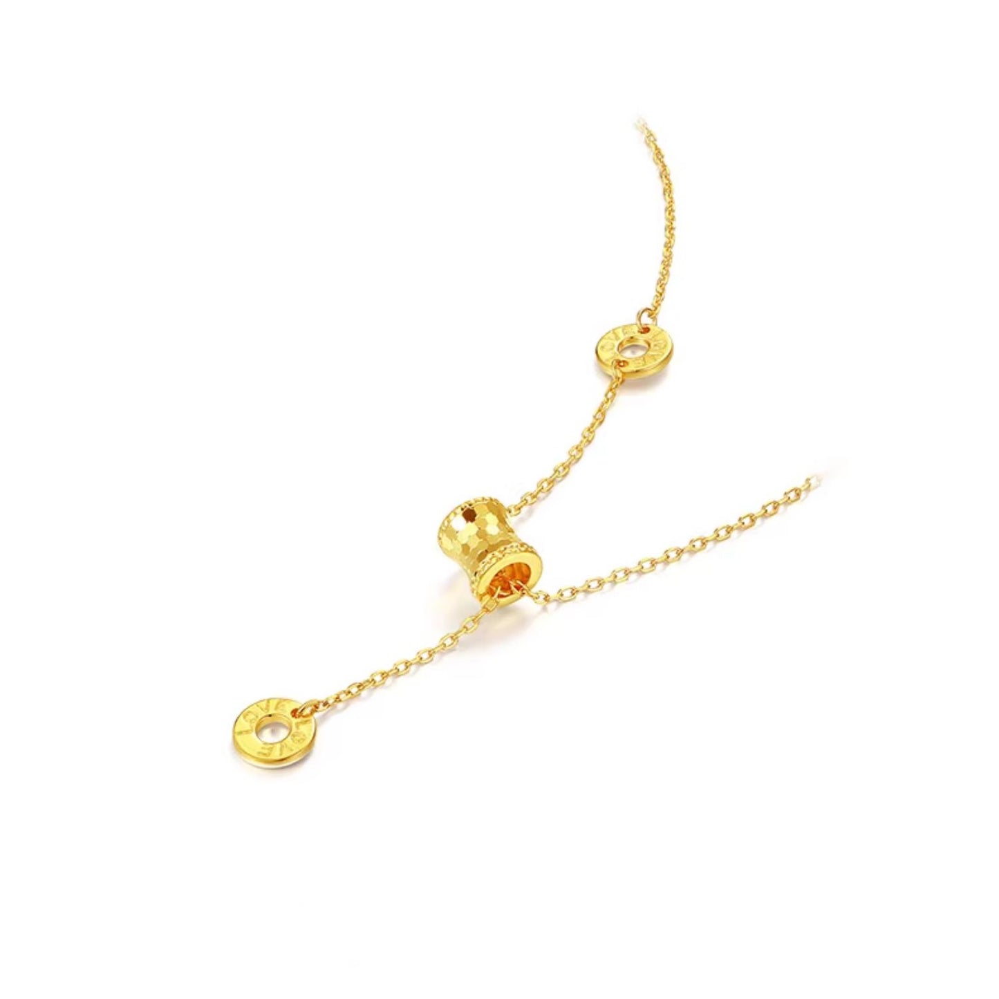 S925 Silver Golden Small Waist Barrel Necklace