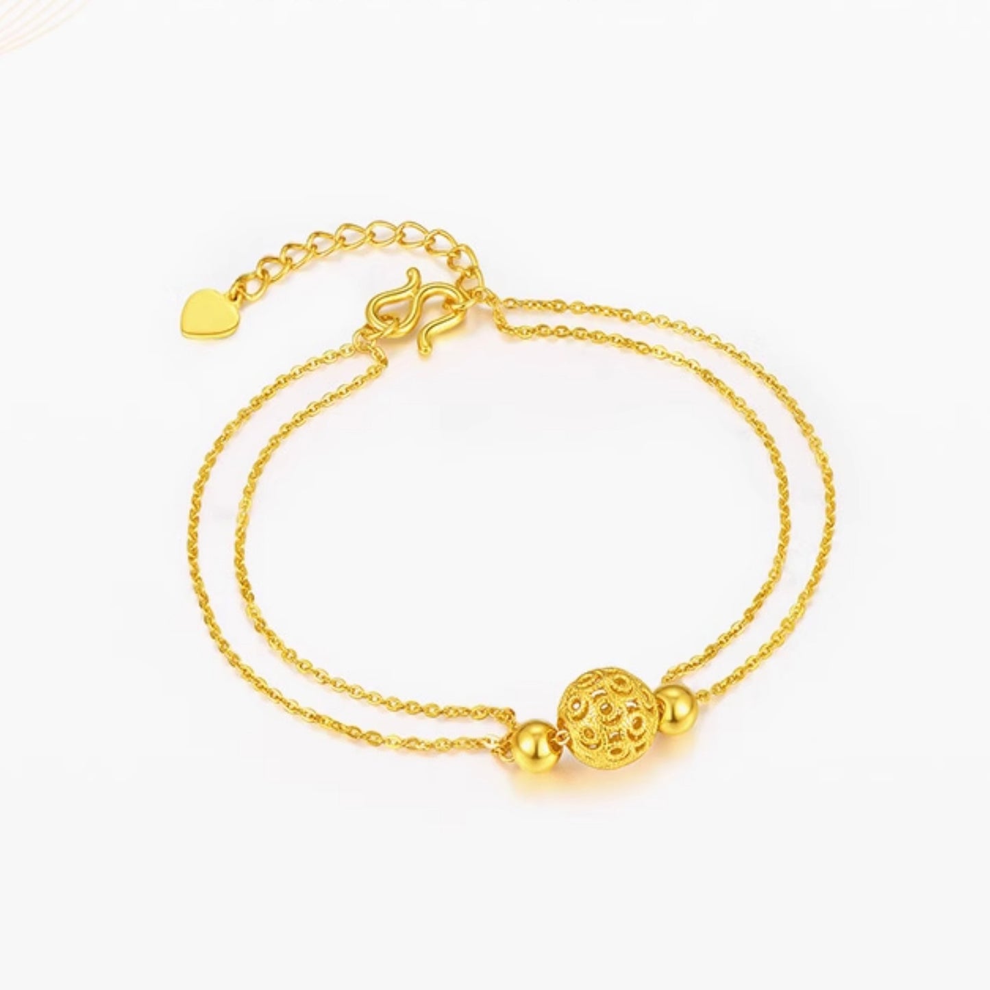 24K Gold Filigree Bead Double-Layer Bracelet