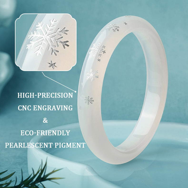 [Pre-sale] Butterfly Snowflake White Moonlight Chalcedony Bangle