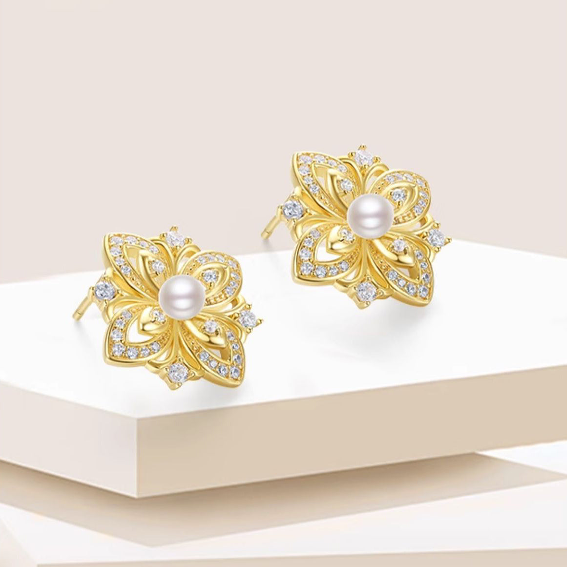 S925 Silver Rococo Style Flower Stud Earrings