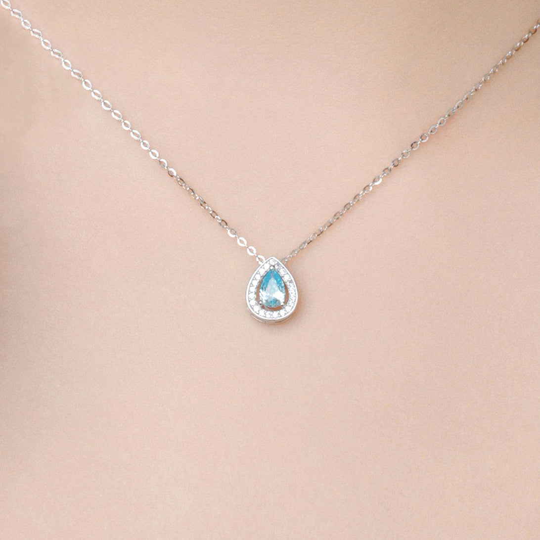 Silver Zircon Blue Moon Sea Necklace