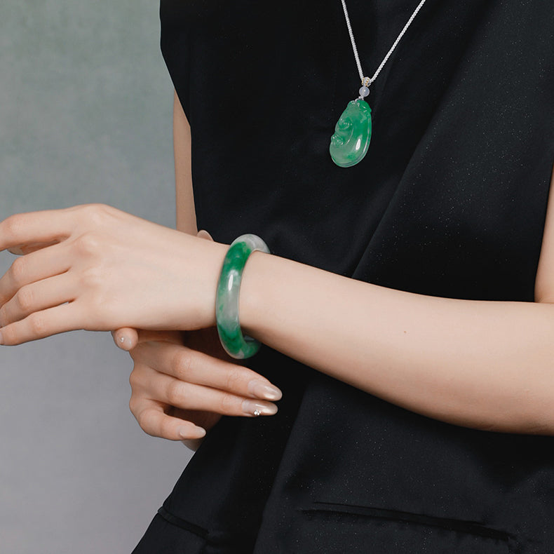 Natural African Green Jade Bangle