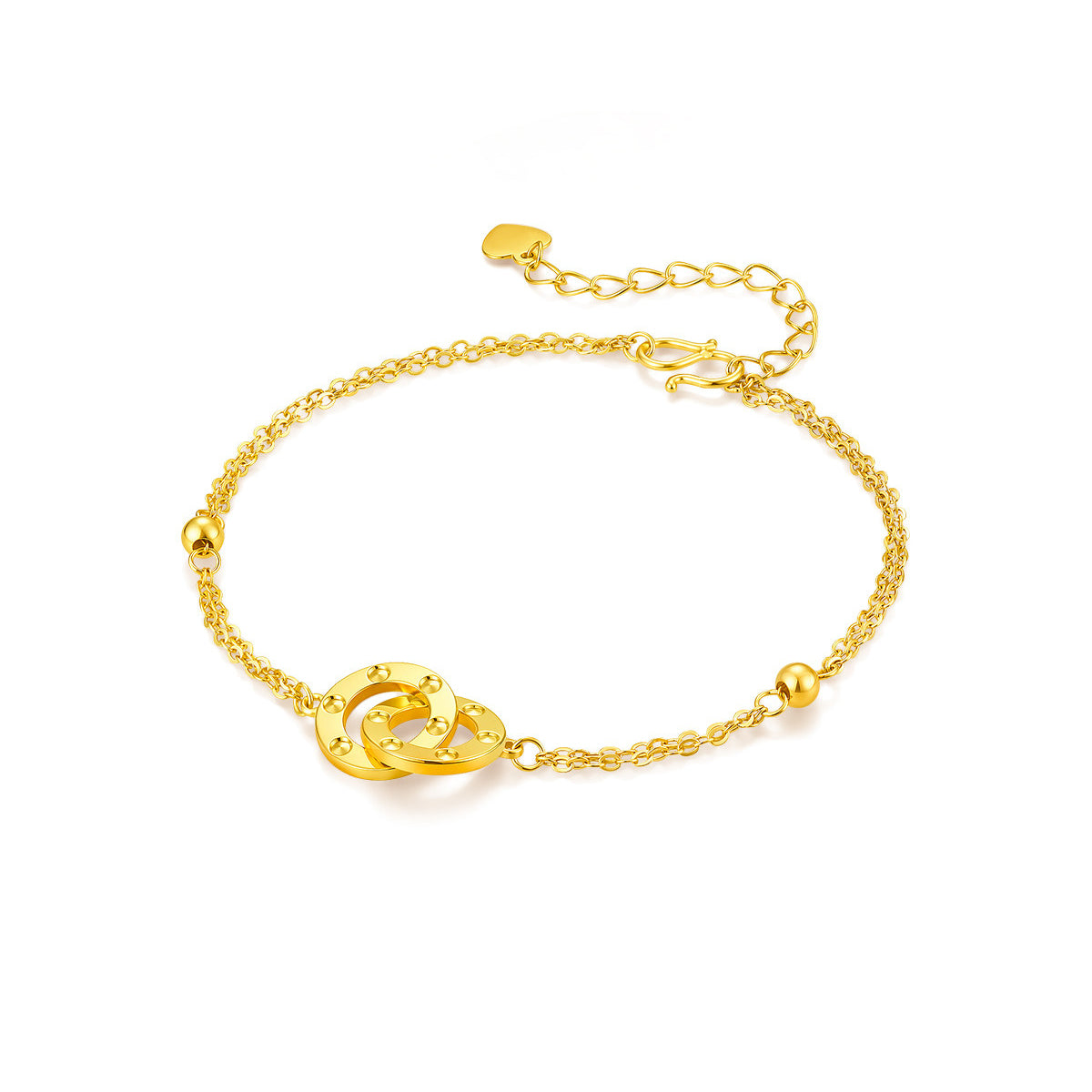 Gold Plated Silver Sparkly Interlocking Circles Bracelet