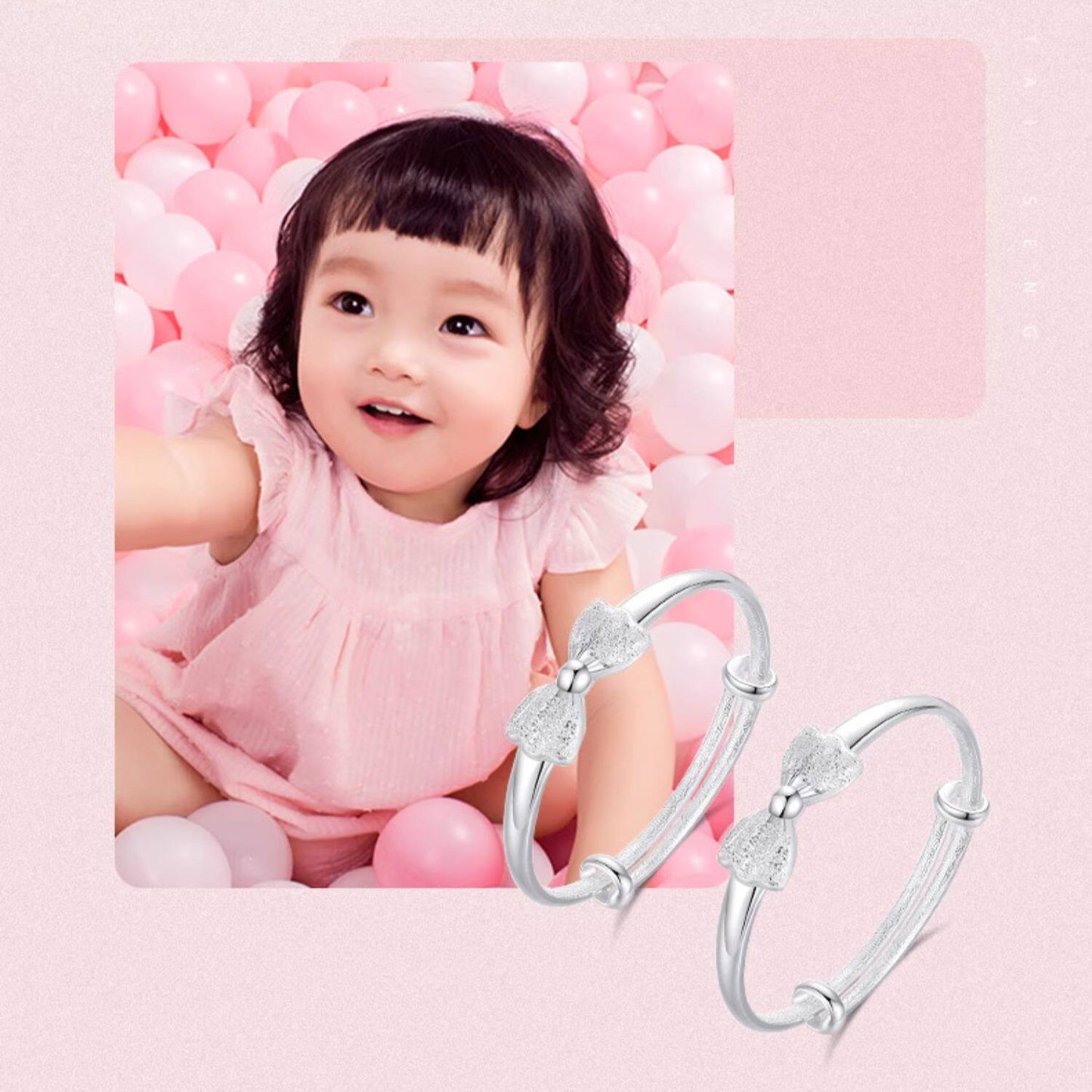 Silver Bow-knot Newborn Baby Child Bracelet