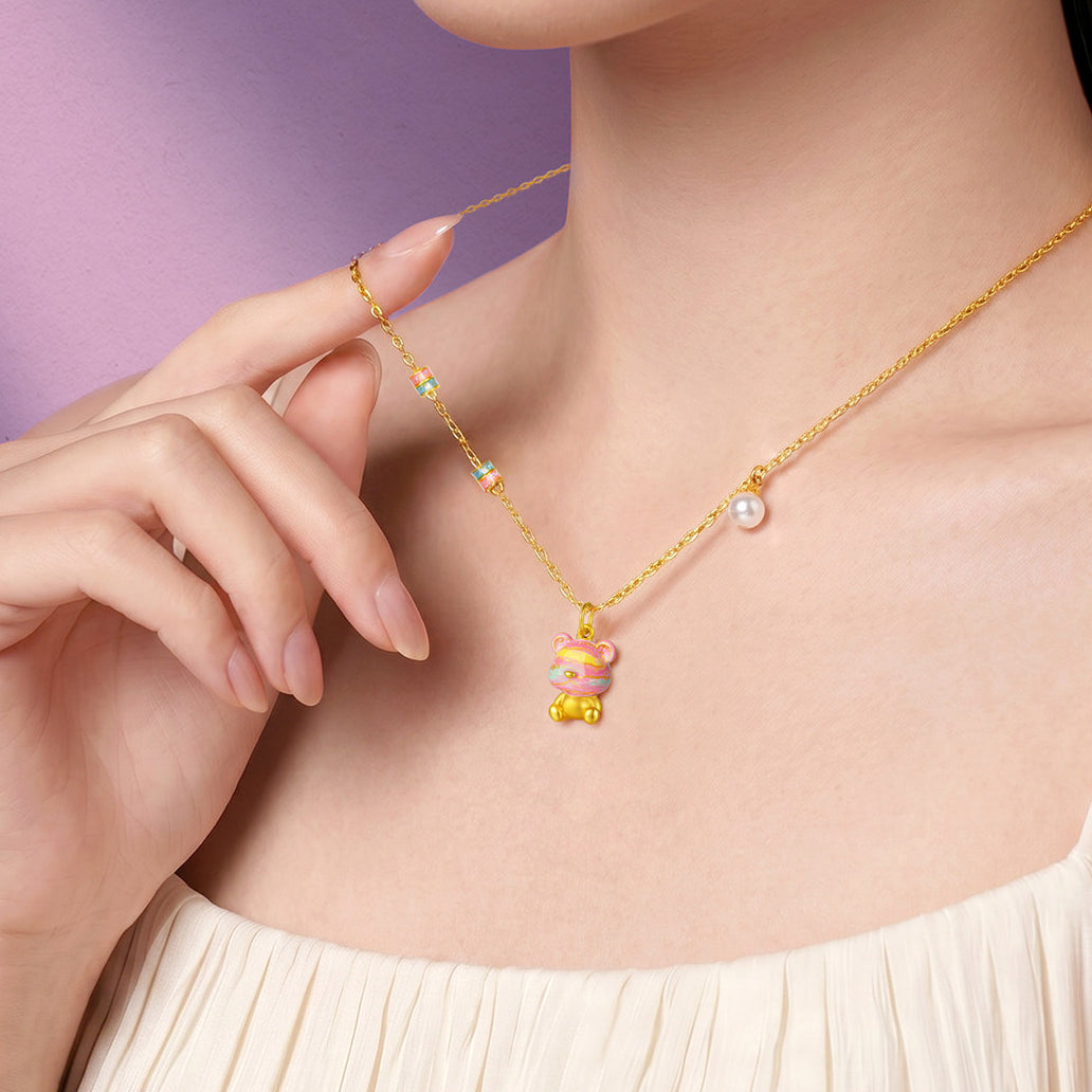 [Pre-sale] 24K Gold Enamel Honey Bear Pendant Charm
