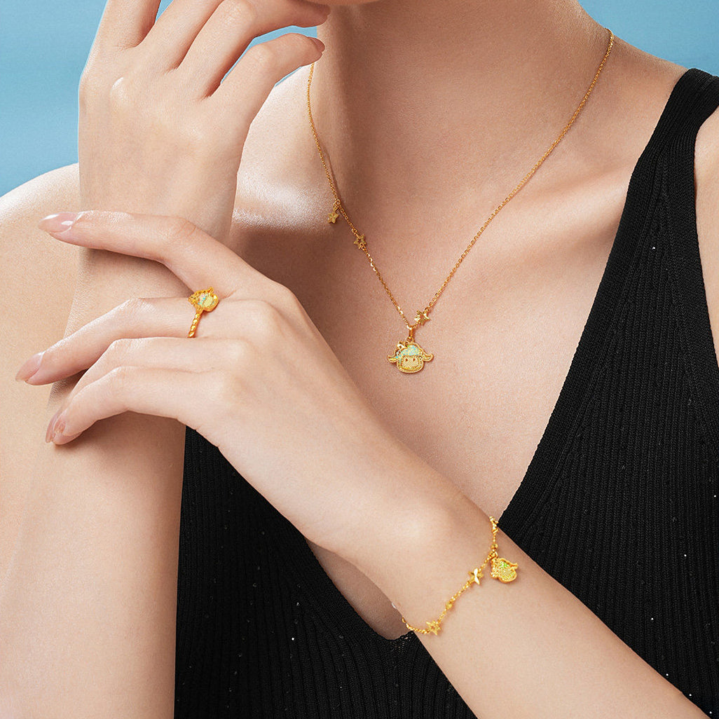 Baudelaire Sheep & Friends Co-branded Series 24K Gold Sparkling Sheep Bracelet