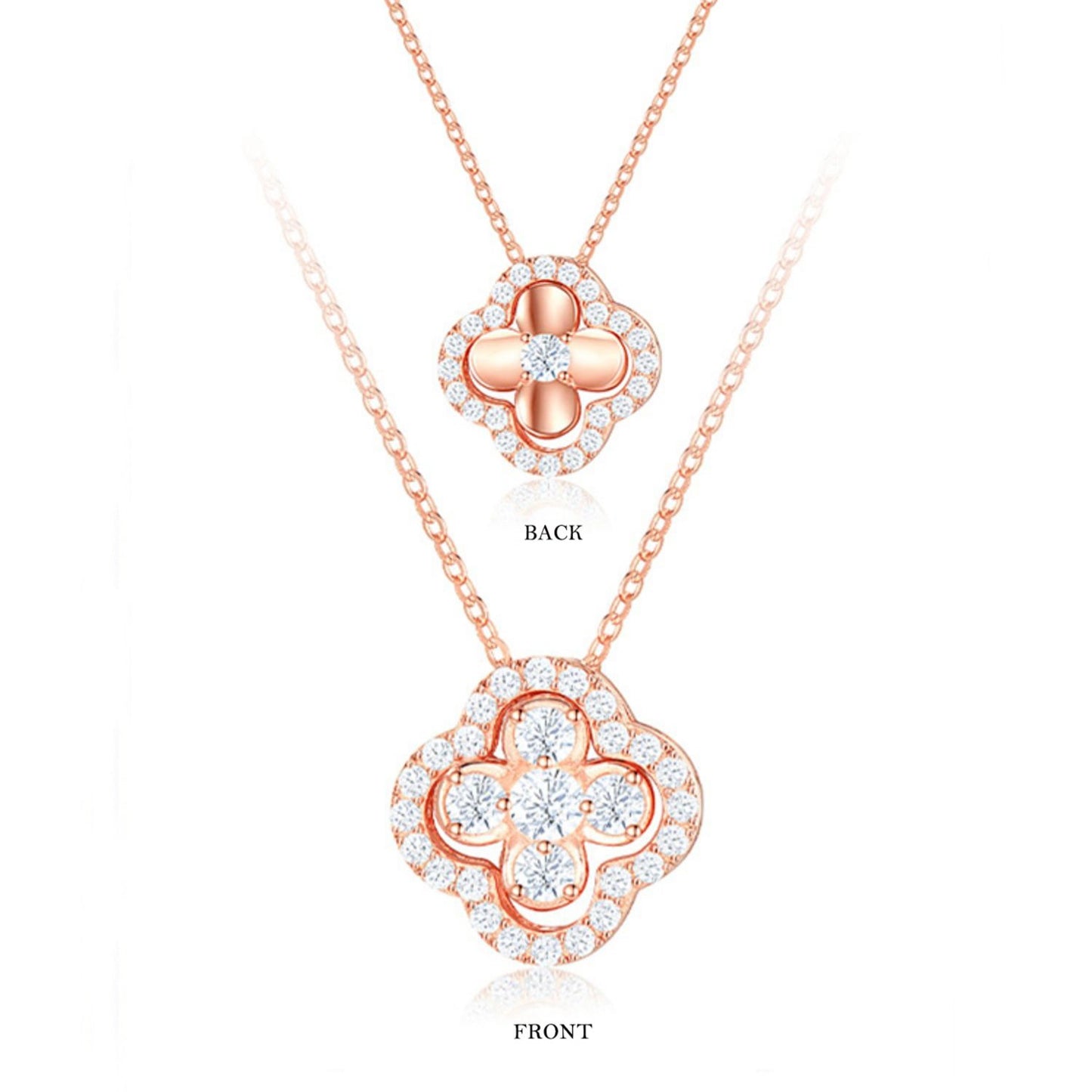 S925 Silver Zircon Double-sided Clover Necklace