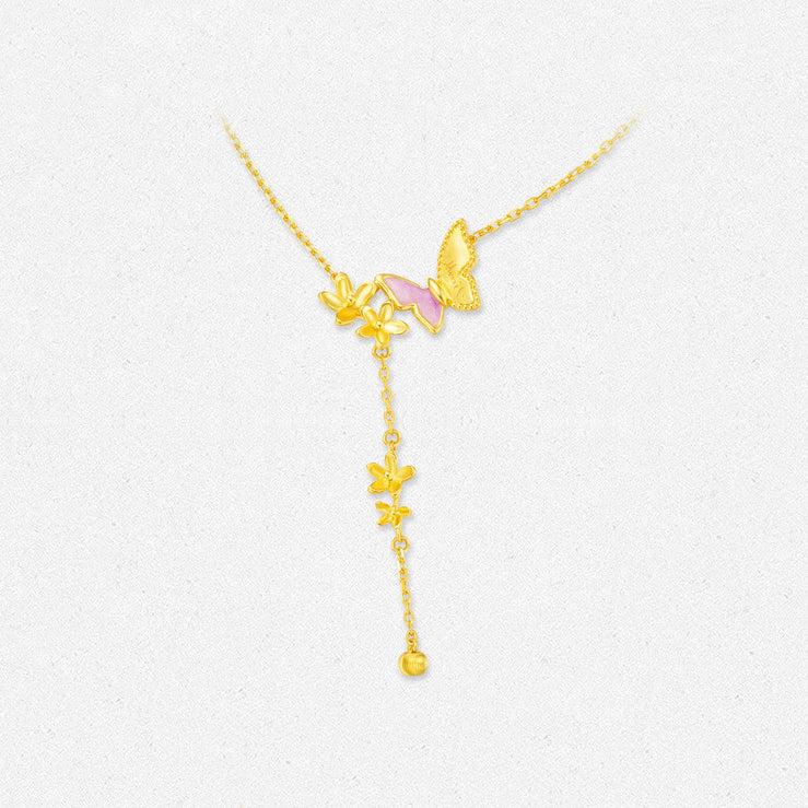 Monet Garden Series 24K Gold Butterfly Orange Blossom Y Necklace