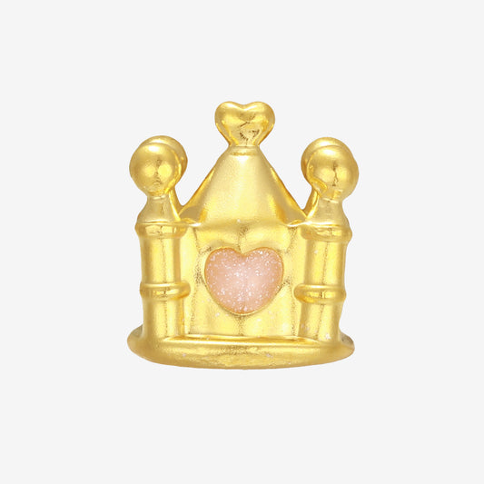 24K Gold Enamel Castle Charm