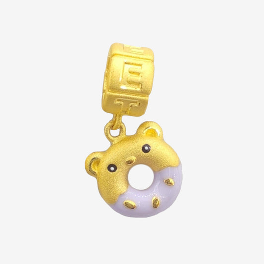 24K Gold Donut Bear Dangle Charm