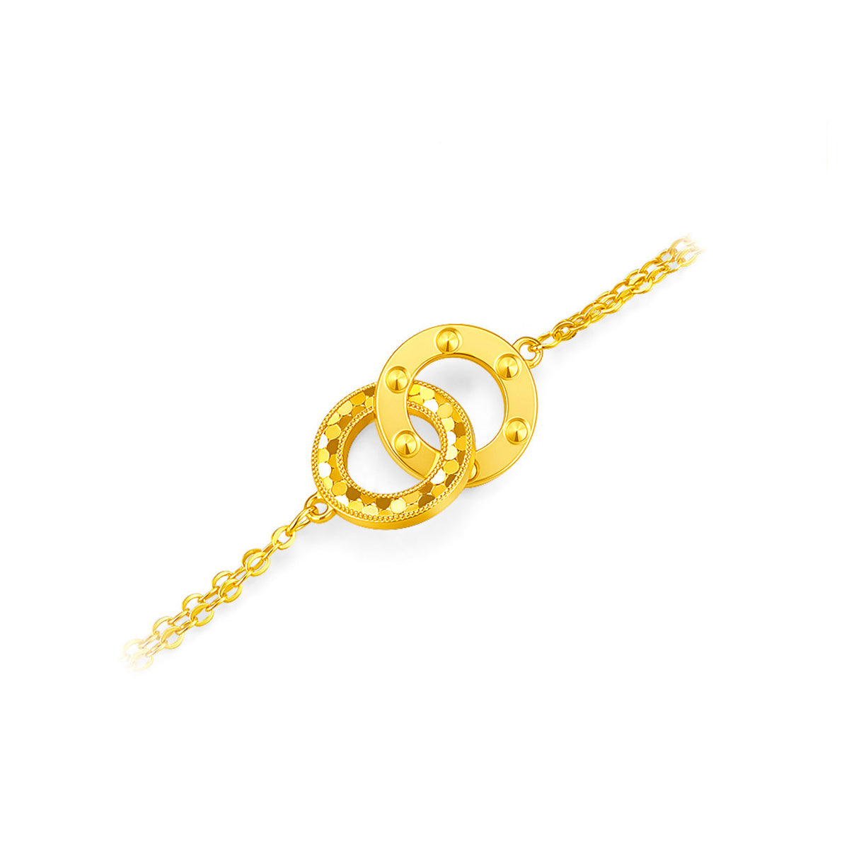 Gold Plated Silver Sparkly Interlocking Circles Bracelet