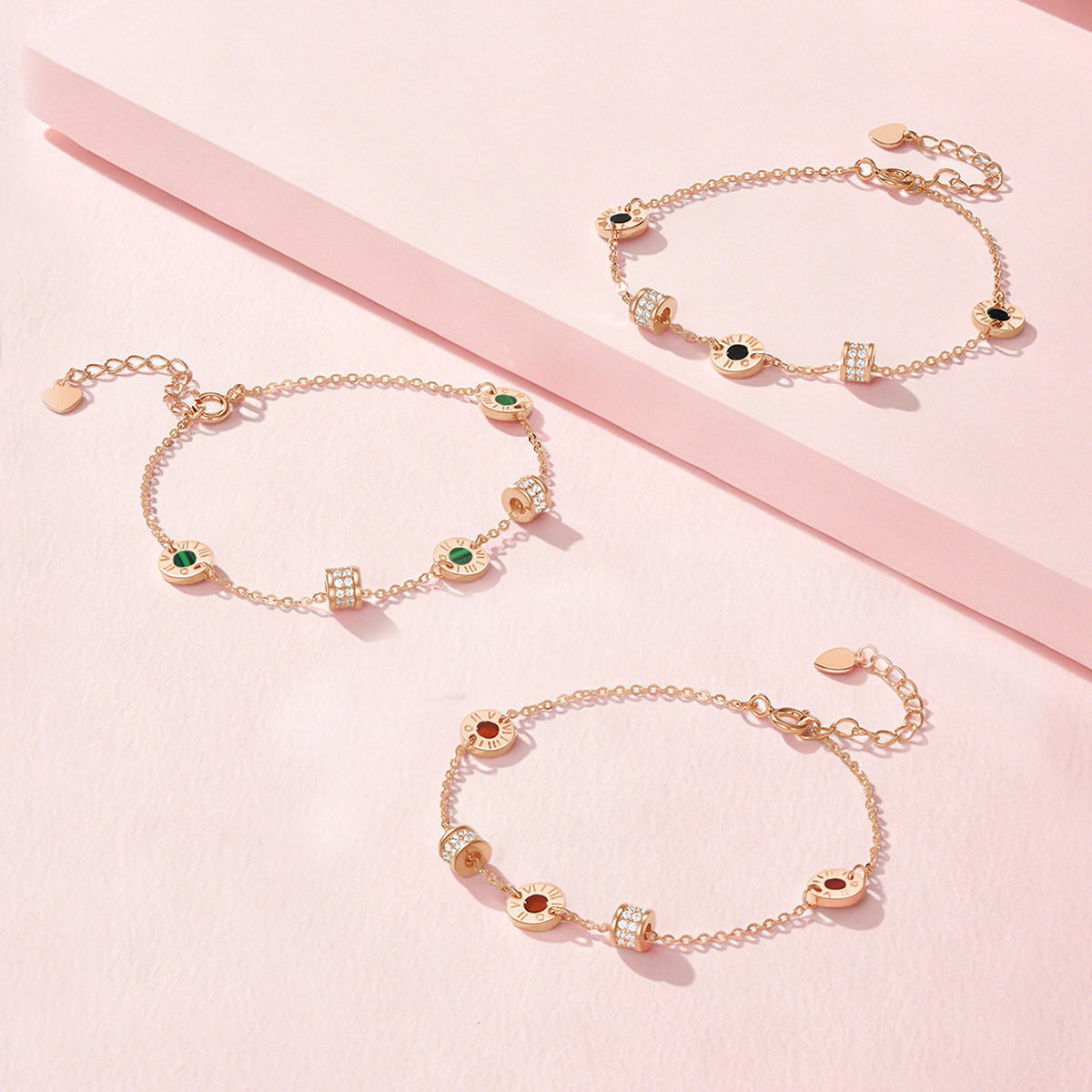 Gold Plated Silver Malachite Onyx Dopamine Small Waist Bracelet