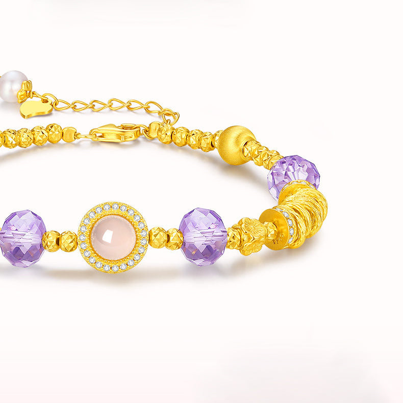 Gold Plated Silver Crystal Purple Cosmic Bracelet