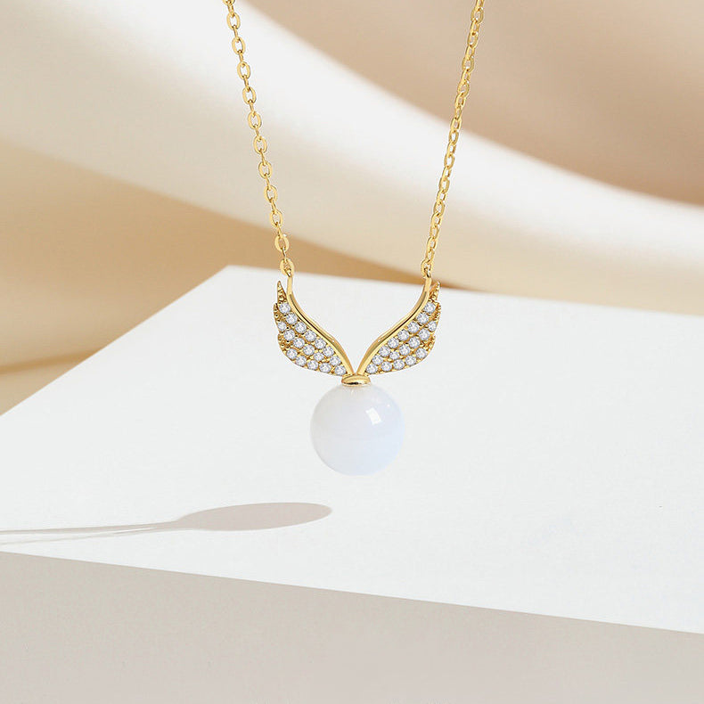 [Pre-sale] Silver Hetian Jade Bamboo NecklaceSilver Chalcedony Wings of Hope Necklace