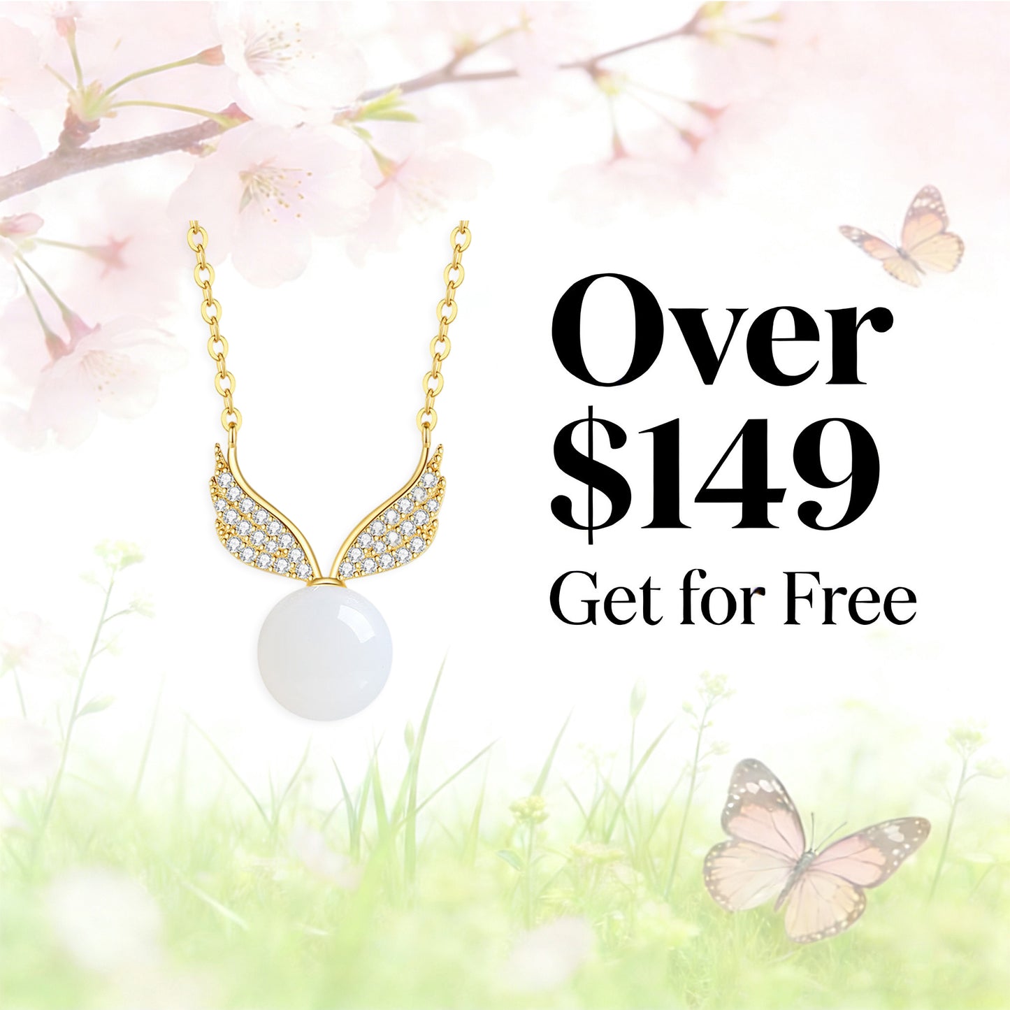 Gold Plated Silver Chalcedony Wings of Hope Necklace