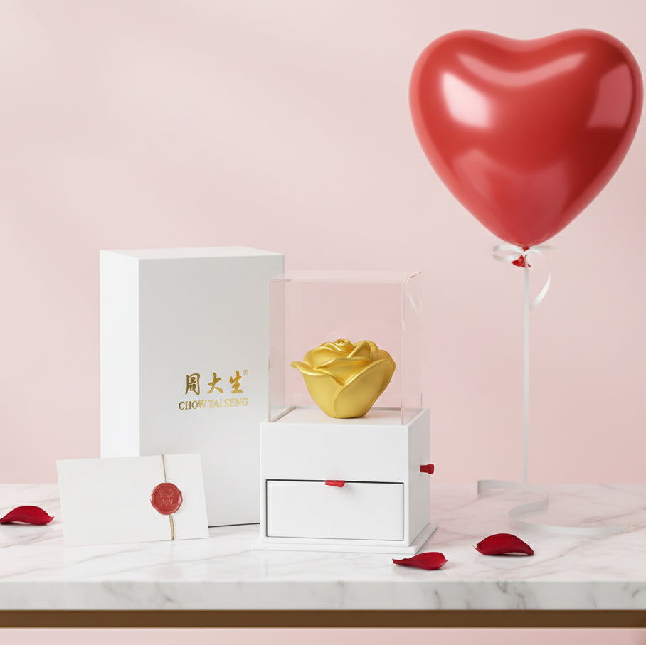 Gold Plated Love Bear Rose Decorative Ornament