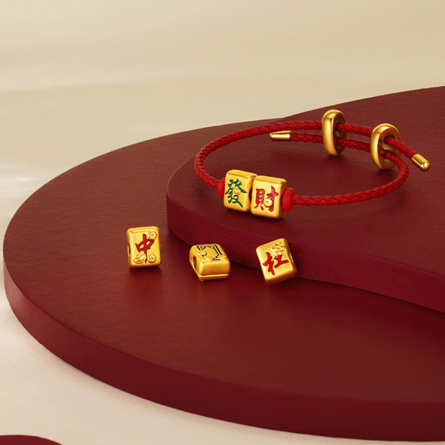 24K Gold Mahjong Majiang Charm Bracelet