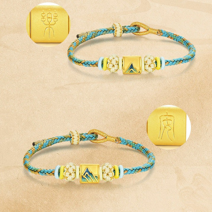 A Grand Panorama of Rivers and Mountains Series 24K Gold Enamel Blessing Charm Set