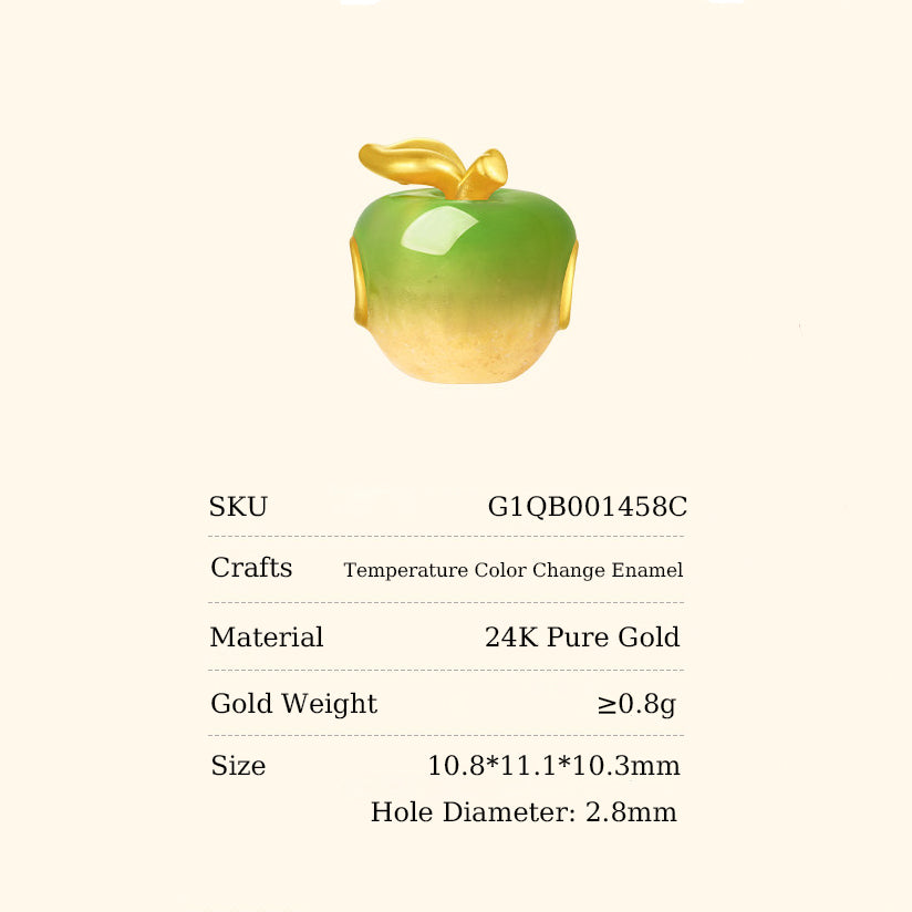 [Pre-sale] 24K Gold Temperature Color Change Enamel Cute Apple Charm