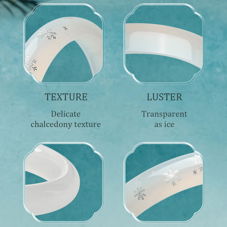 [Pre-sale] Butterfly Snowflake White Moonlight Chalcedony Bangle