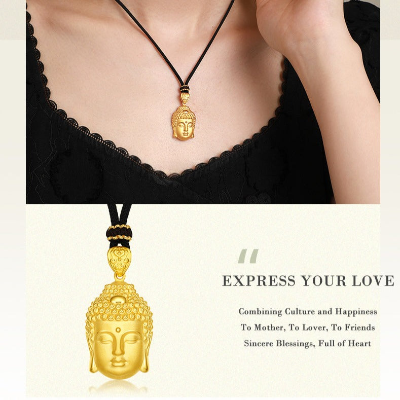 24K Gold Buddha Head Pendant