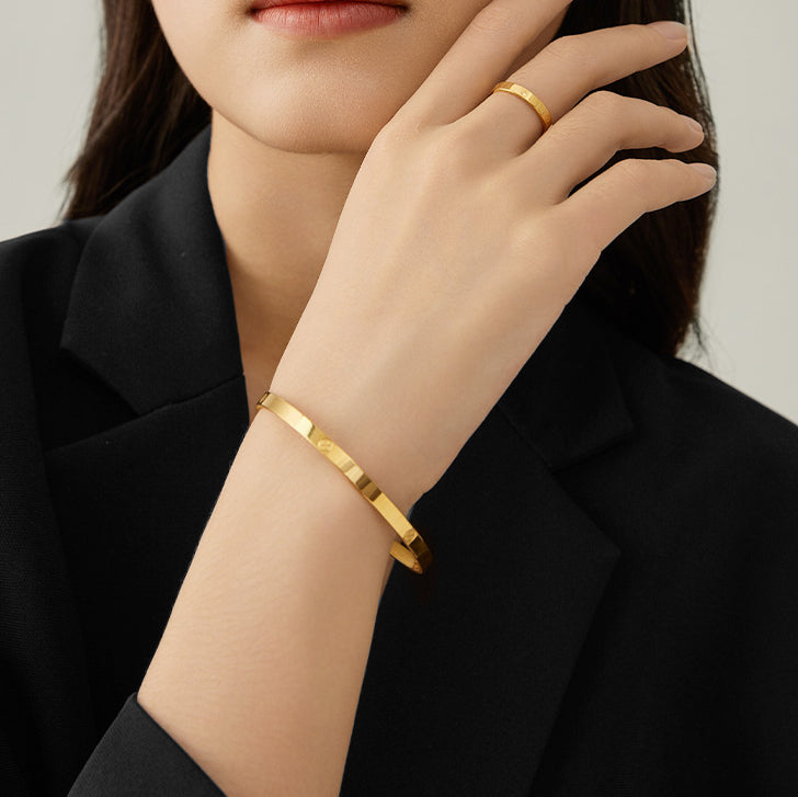 24K Gold Aurora Gold Craftsmanship Glossy Bangle