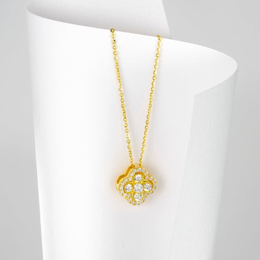 S925 Silver Zircon Double-sided Clover Necklace