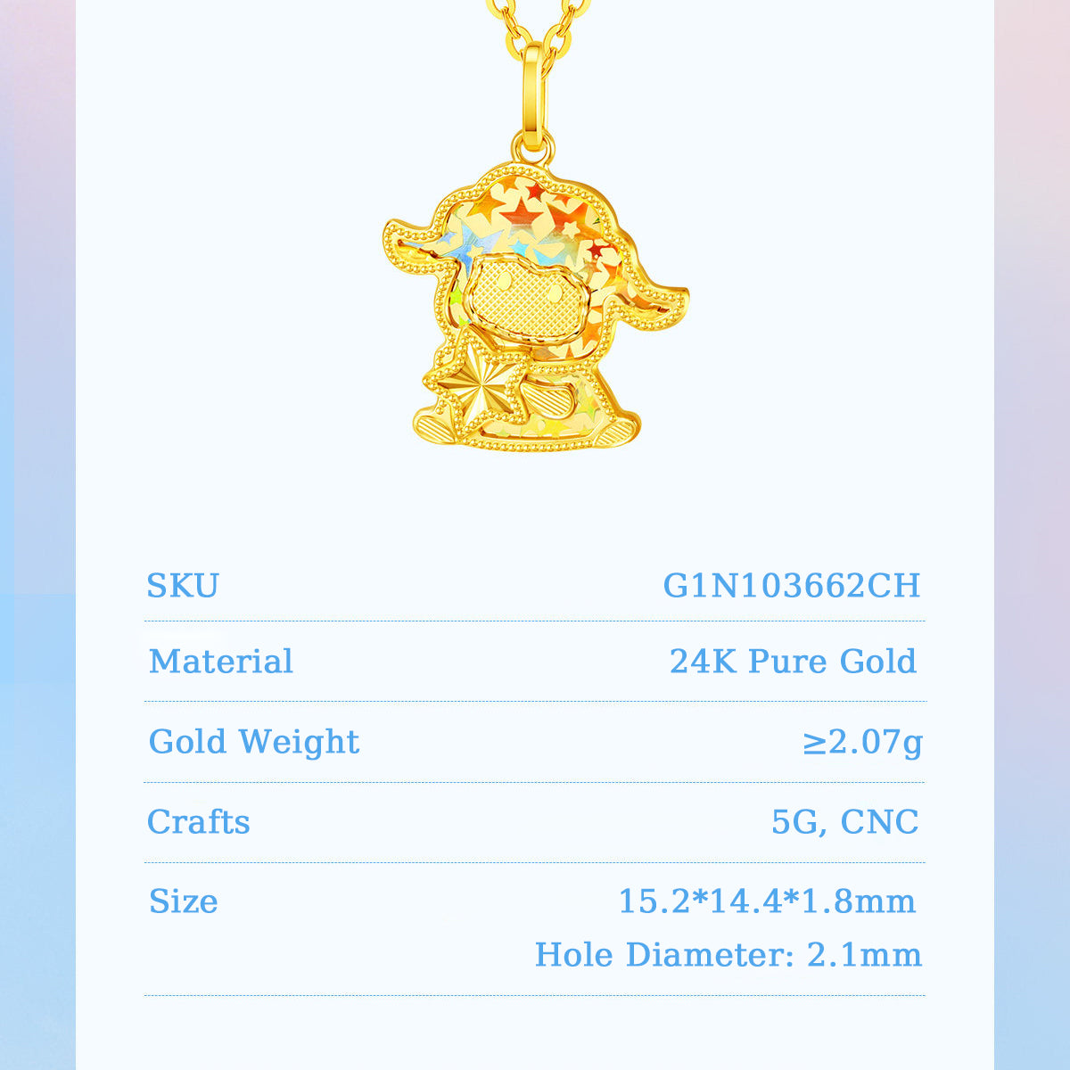 Baudelaire Sheep & Friends Co-branded Series 24K Gold Lucky Star Sheep Pendant