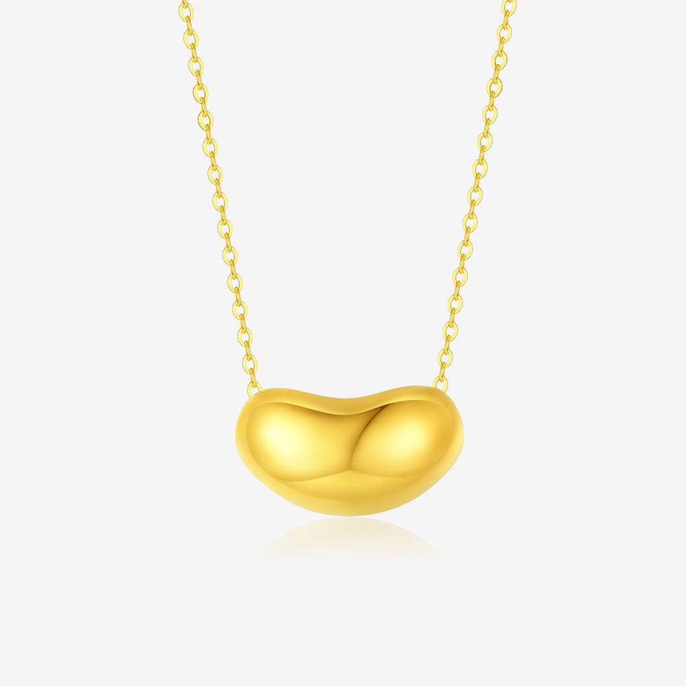 18K Gold Wealthy Bean Minimalist Necklace