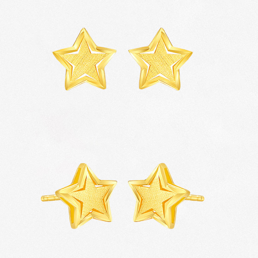 18K Gold Lucky Star Earrings