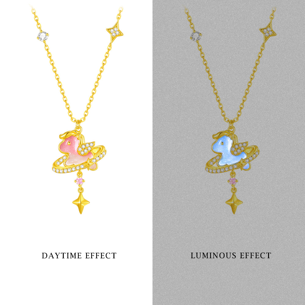 [Pre-sale] S925 Silver Luminous Enamel Dreamy Horse Necklace