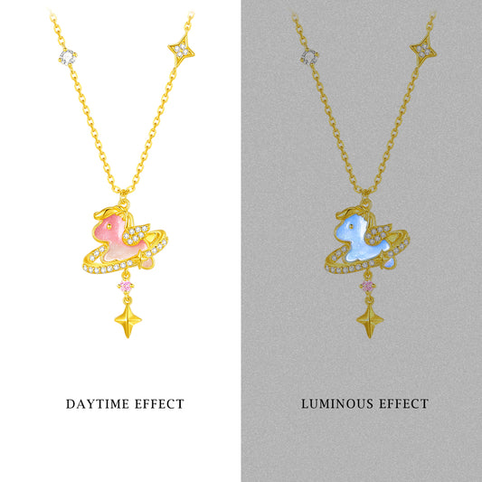 [Pre-sale] S925 Silver Luminous Enamel Dreamy Horse Necklace
