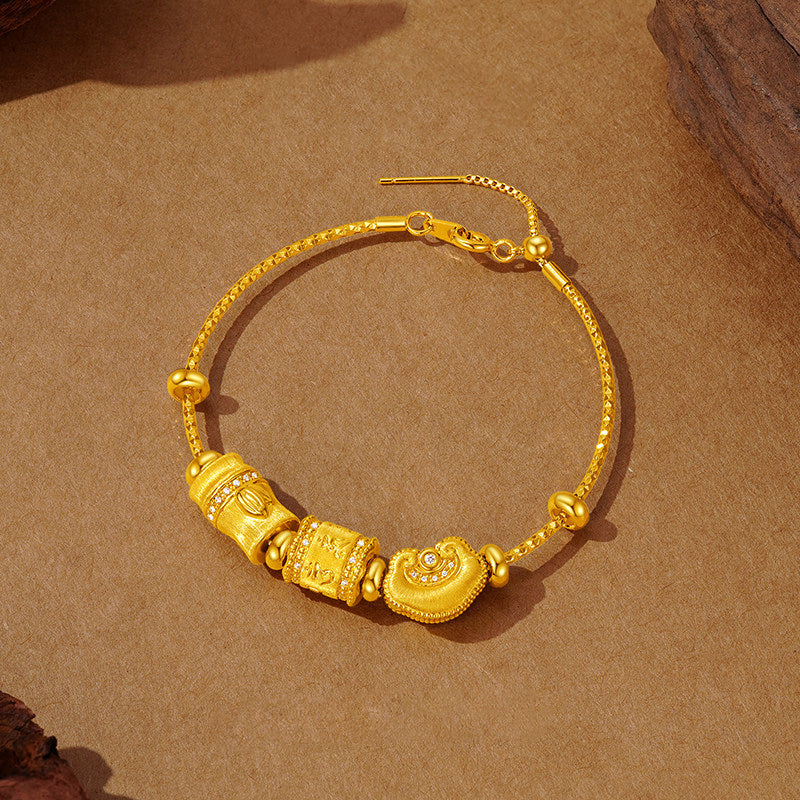 Chinese Cultural Relics Series 24K Gold Diamond Blessing Charm