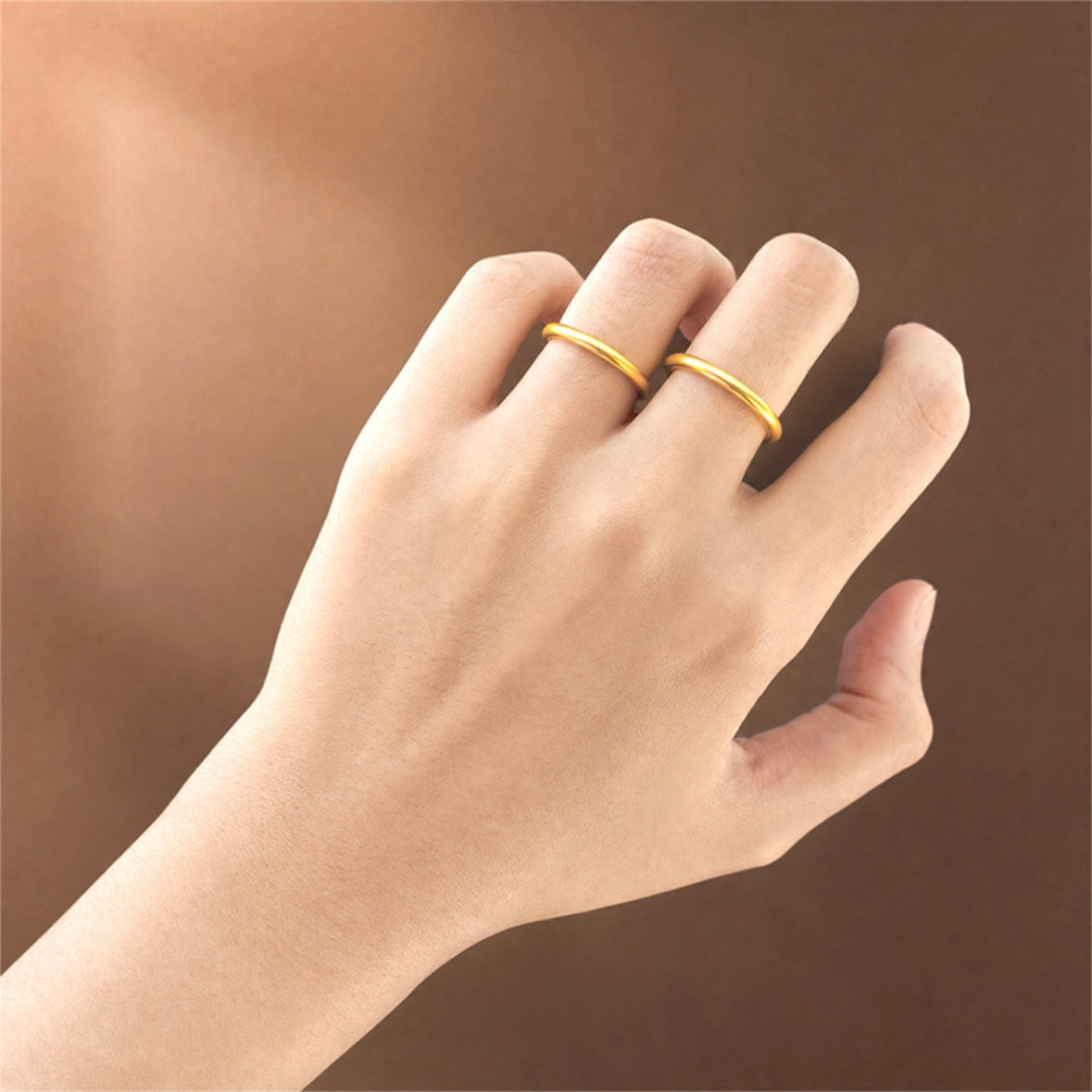 24K Gold Matte-Finish Plain Band Ring