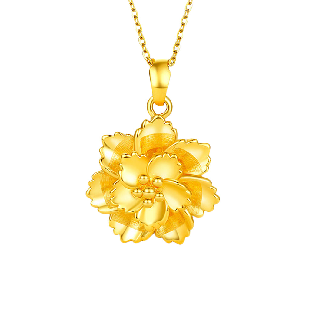 24K Gold Fragrant Peony Necklace Pendant – ChowTaiSeng