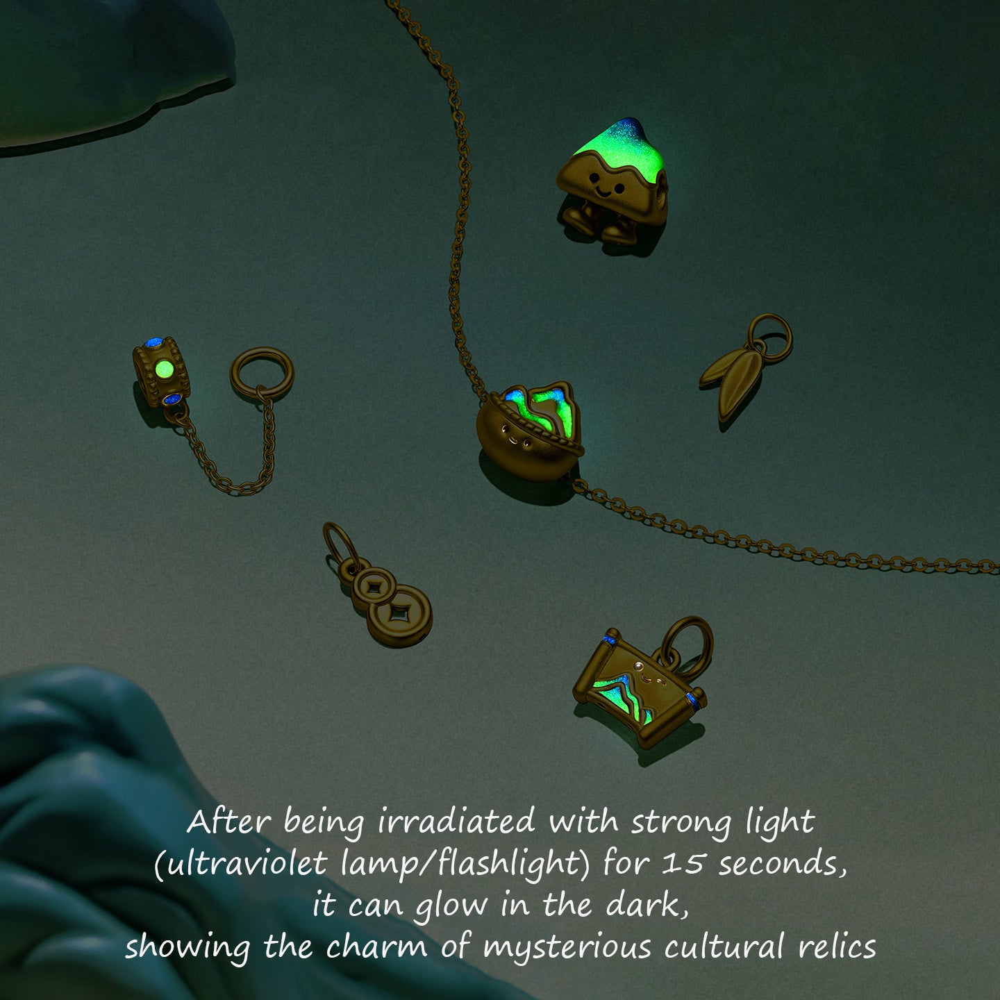 A Grand Panorama of Rivers and Mountains Series 24K Gold Landscape  Charm