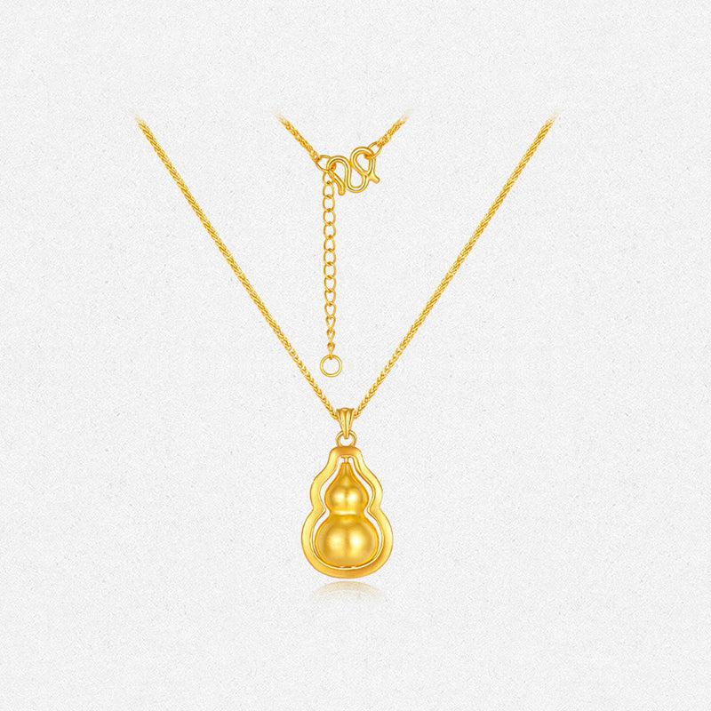 24K Gold Diamond Auspicious Gourd Necklace