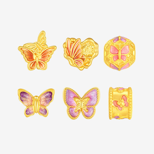 First · Cultural Blessing Series 24K Gold Enamel Butterfly Fluorescence Bracelet Charm