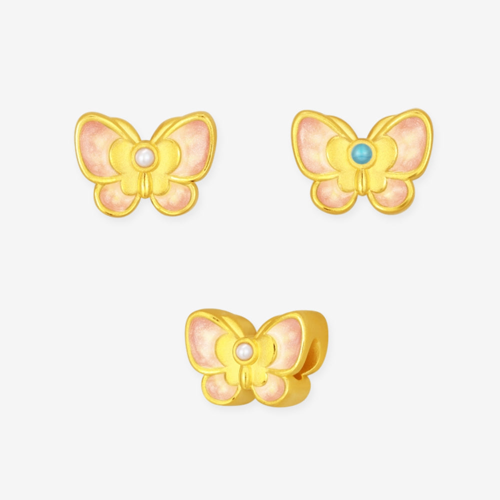 Twenty-Four Solar Terms Series 24K Gold Pearl Butterfly Charm