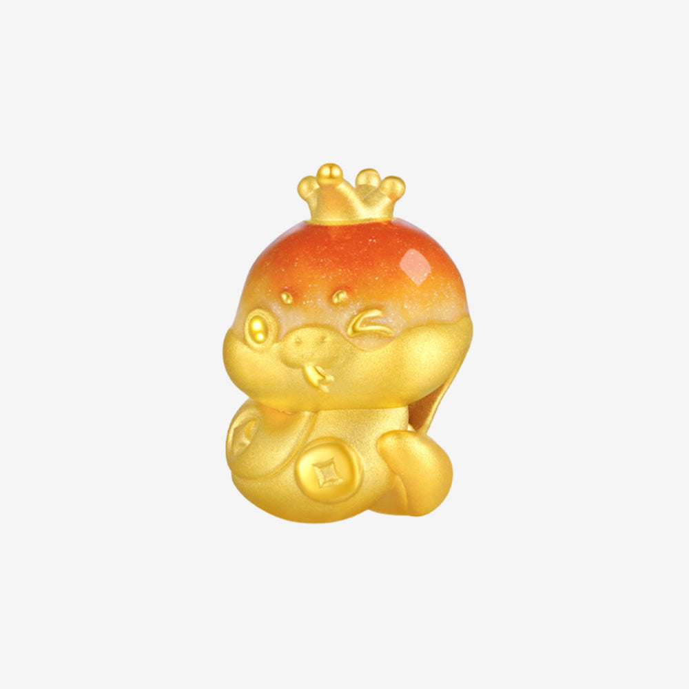 First Series 24K Gold Luminous Enamel Crown Snake Charm