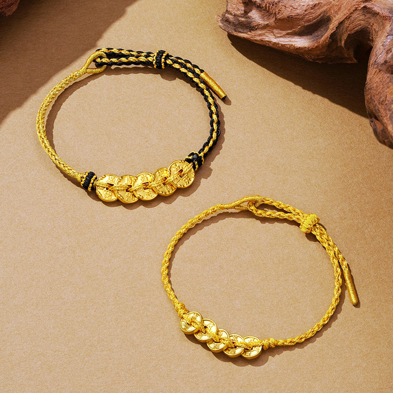 24K Gold Fortune Five Emperors Coins Bracelet
