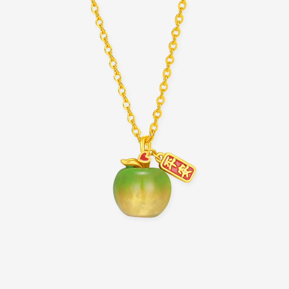 24K Gold Temperature Color Change Enamel Apple Charm