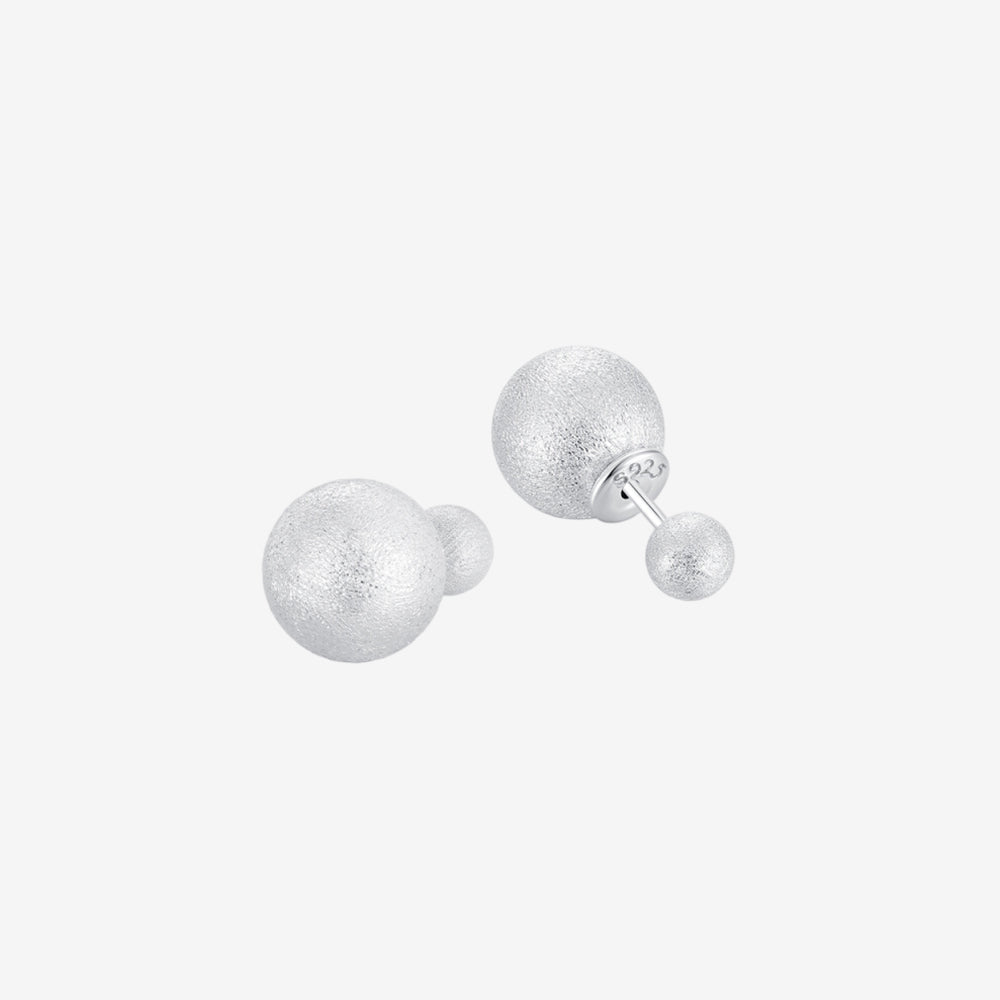 S925 Silver Brushed Round Ball Stud Earrings