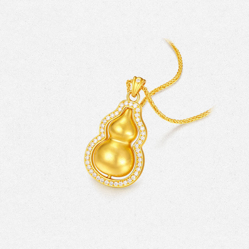 24K Gold Diamond Auspicious Gourd Necklace