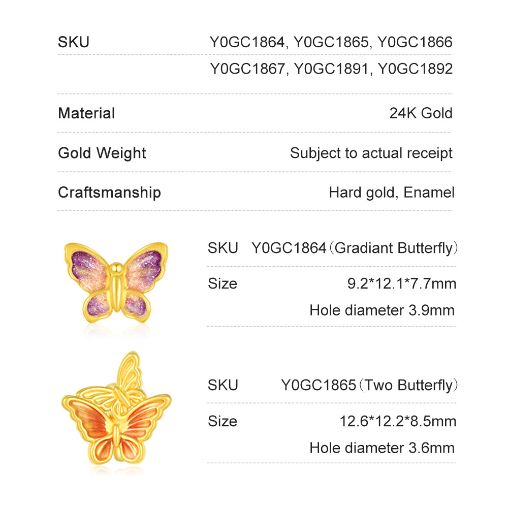 First · Cultural Blessing Series 24K Gold Enamel Butterfly Fluorescence Bracelet Charm