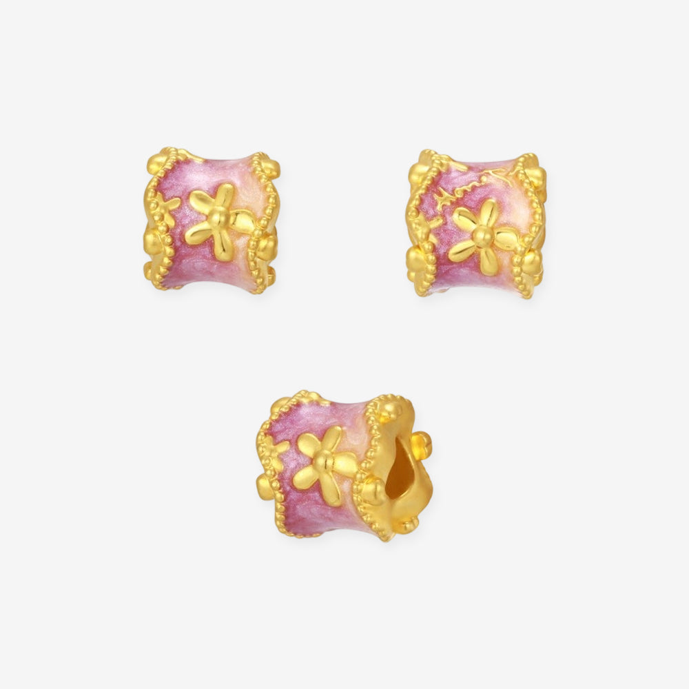 [Pre-sale] Monet Garden Series 24K Gold Enamel Rose & Orange Blossom Flower Charm