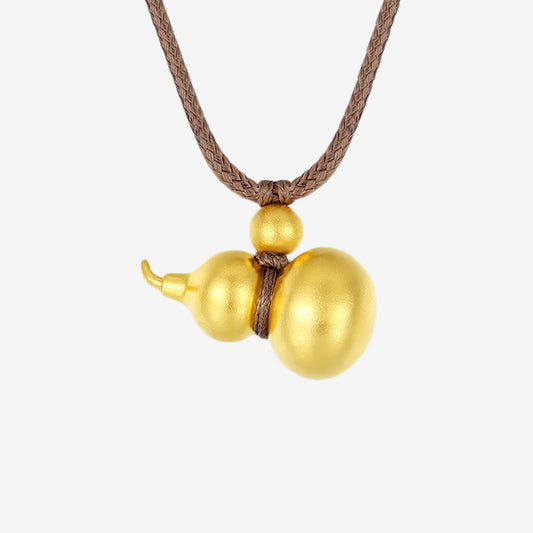 24K Gold Blessings Gourd Bead Lucky Necklace Pendant