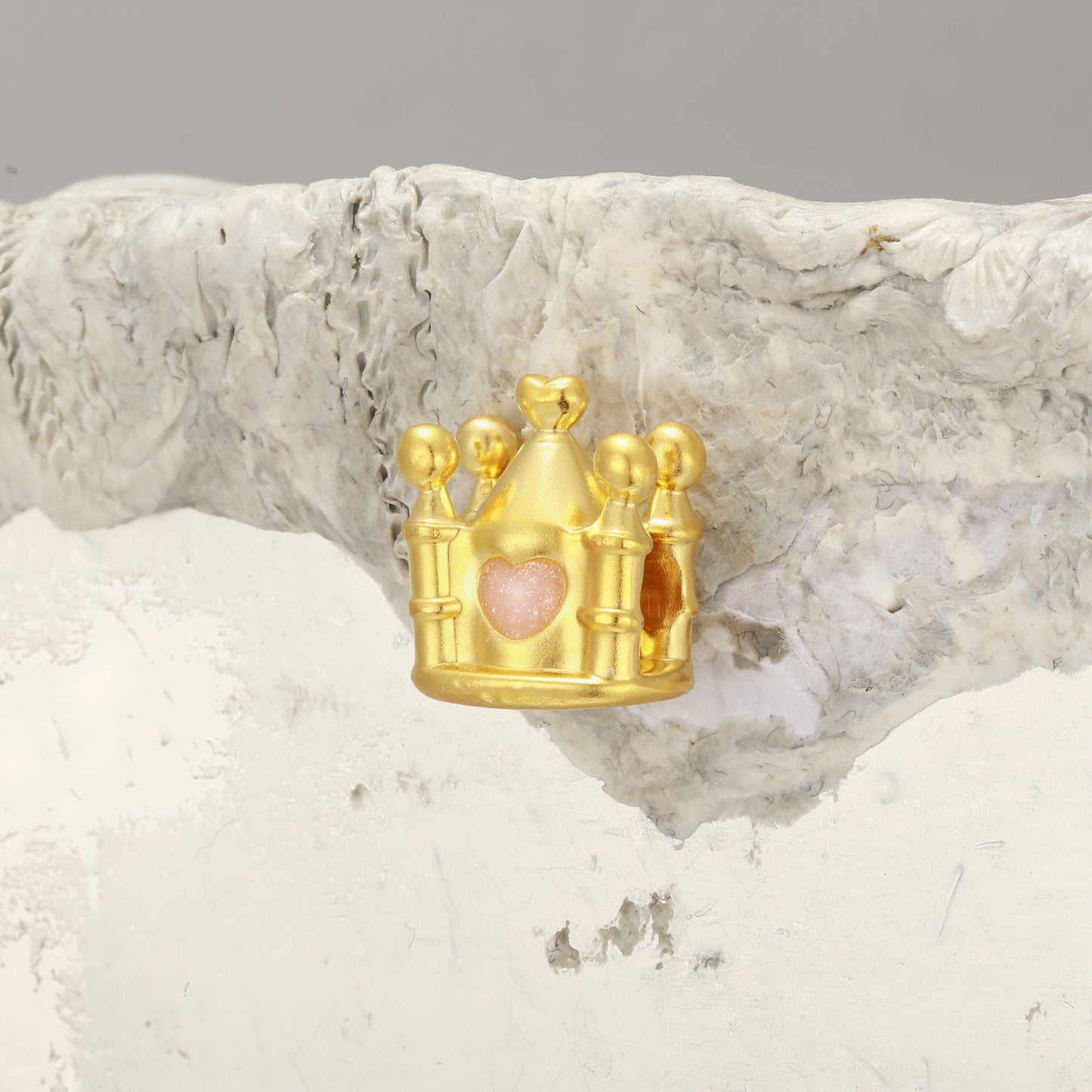 24K Gold Enamel Castle Charm