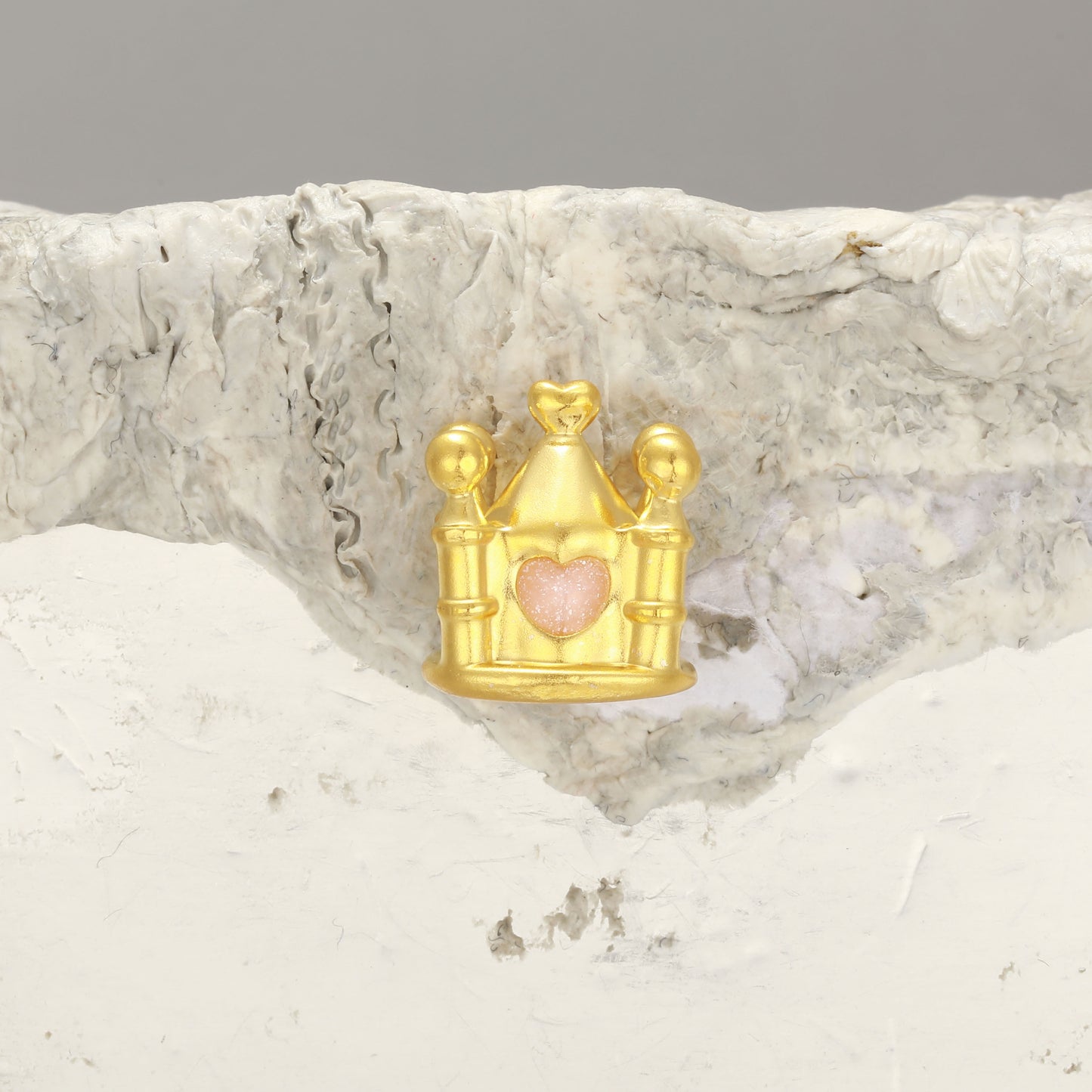 24K Gold Enamel Castle Charm