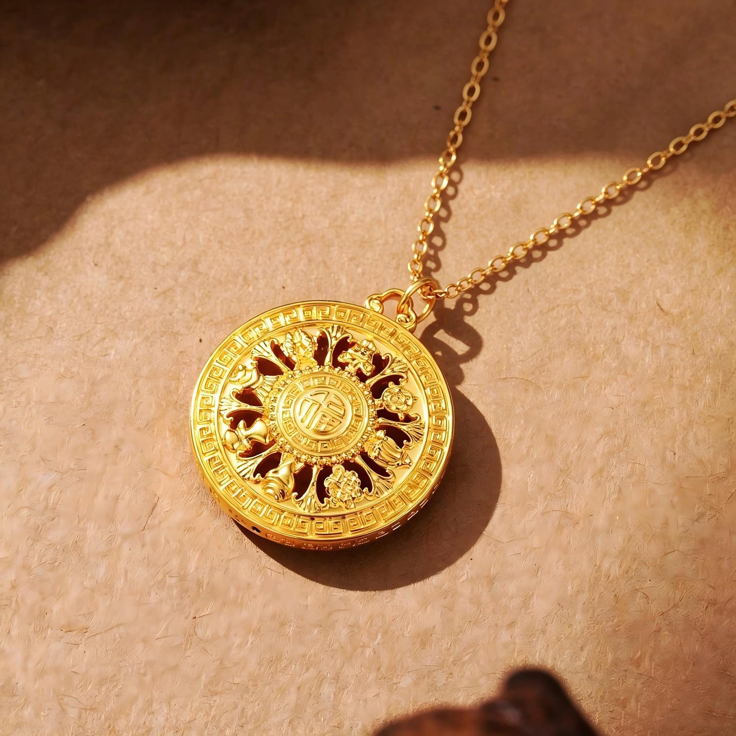 [Pre-sale] 24K Gold Eight Treasures Compass Pendant
